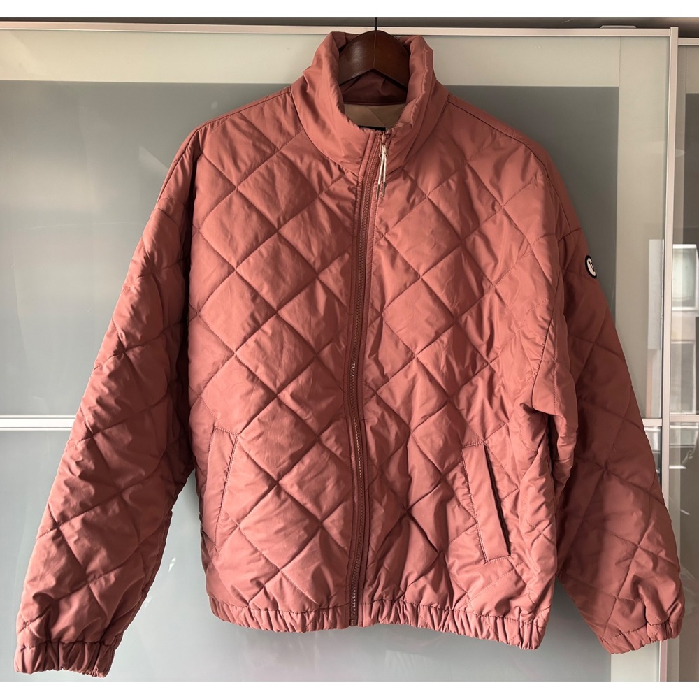 Vuori Echo Insulated Quilted Bomber Jacket Mauve Pink Terracotta Full Zip Medium